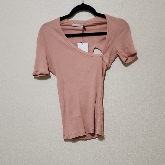 John Elliott Tops - John Elliott Pink Fitted Short Sleeve Tee